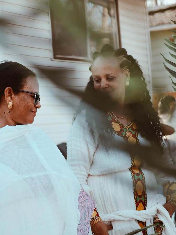 Two women sharing a quiet moment together